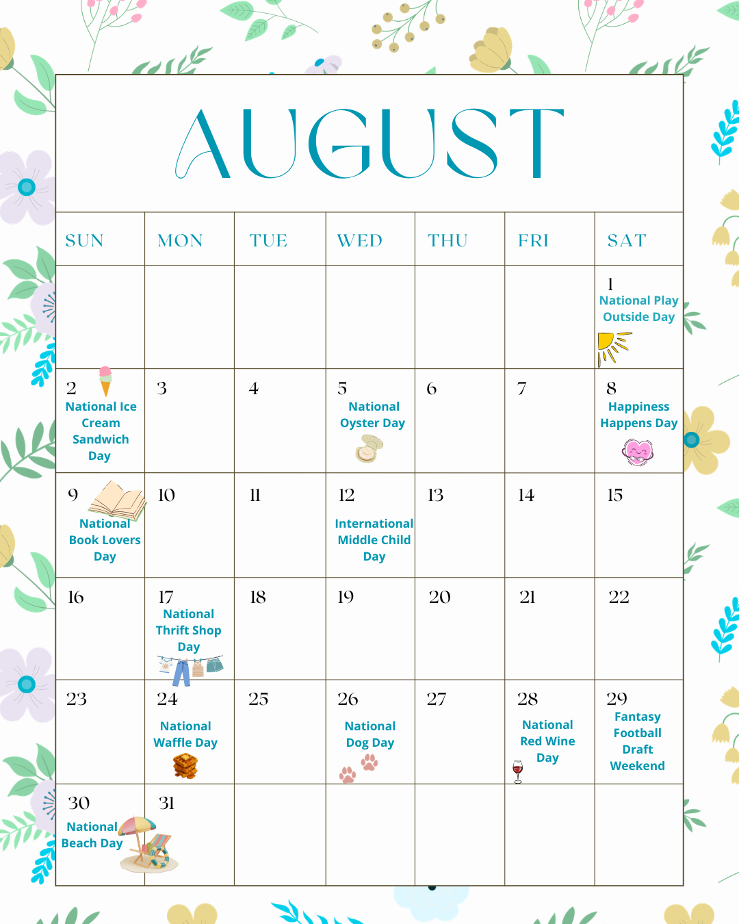 Resident Events | Five55 August Calendar