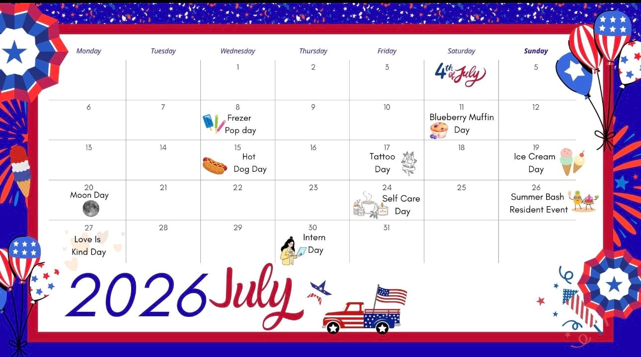 Resident Events | Five55 July Calendar