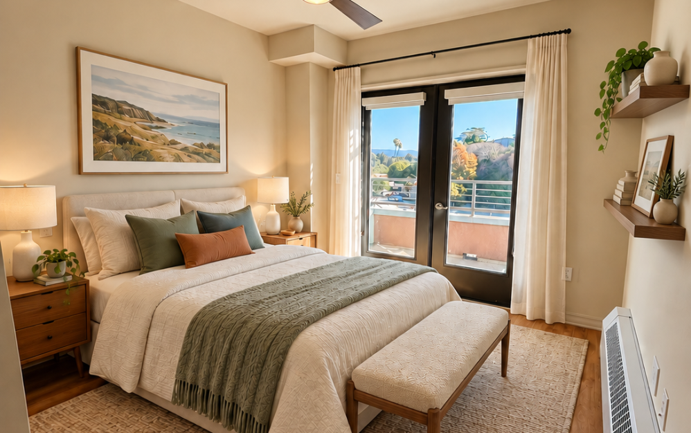 C2 - 1 bedroom floorplan layout with 1 bathroom and 604 square feet (Bedroom )